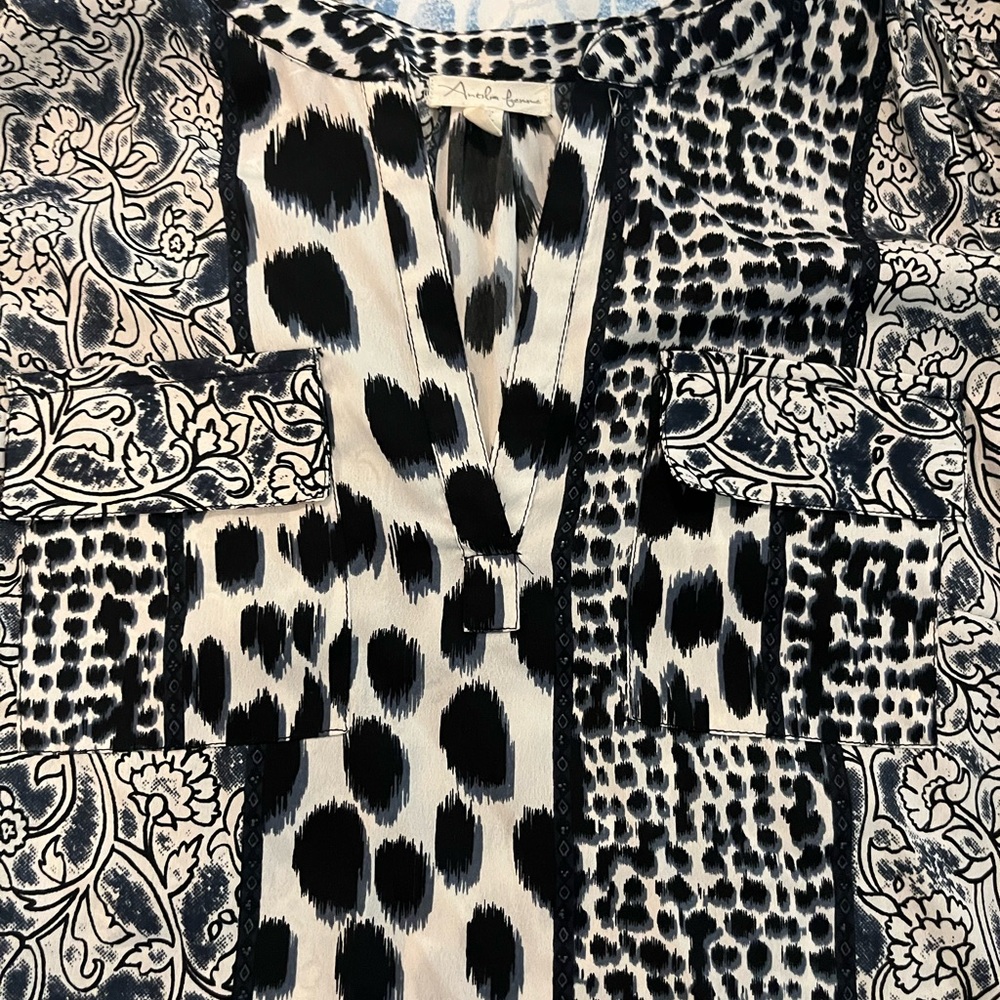 Antilia Femme Black and White Patterned Blouse